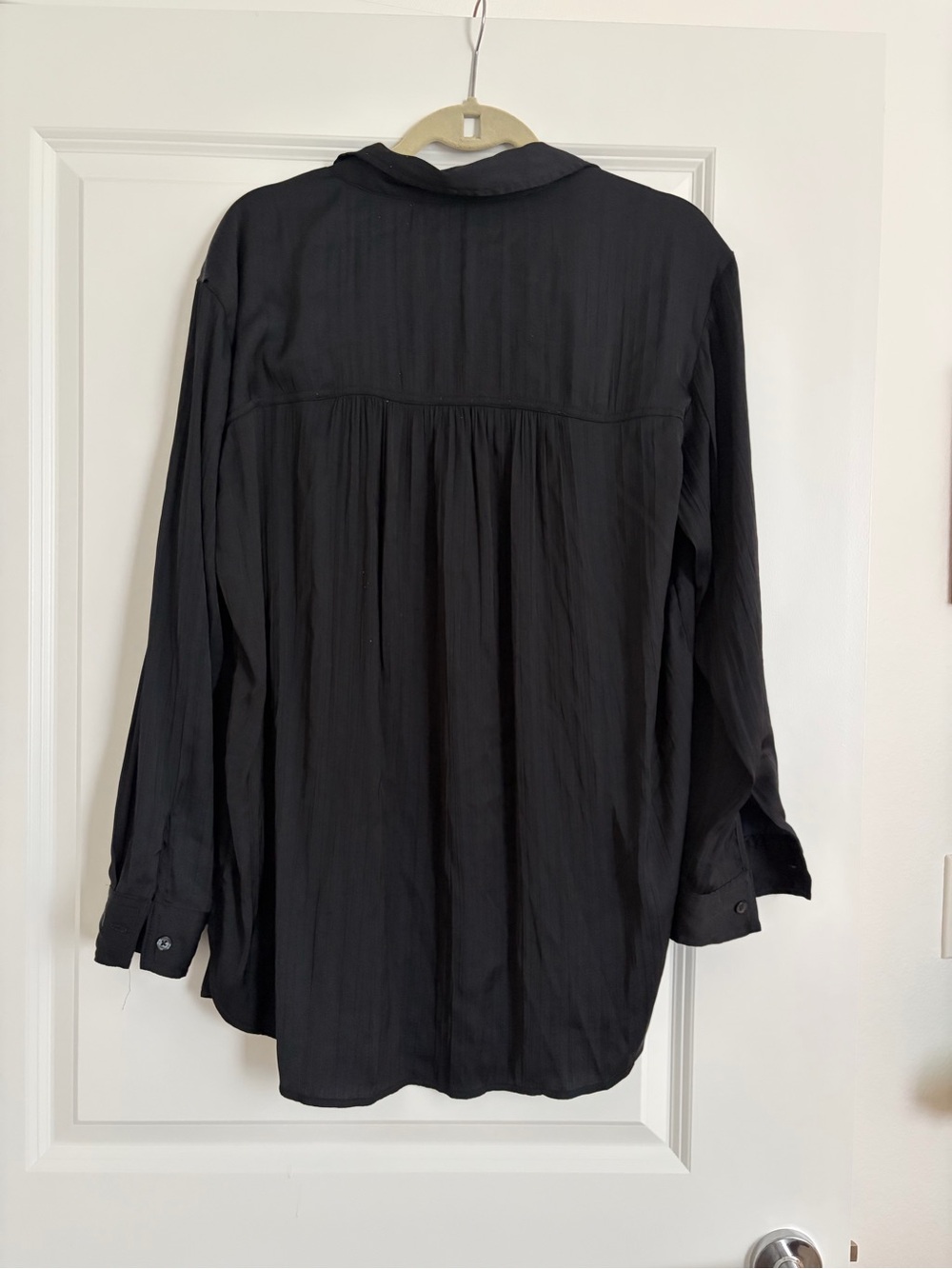 Anthropologie Black Button-Down Blouse with Navy Inner Panel - Picture 2 of 3